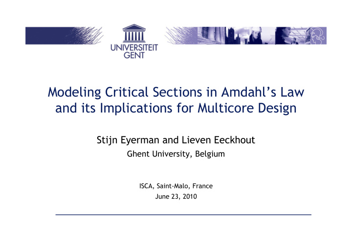 modeling critical sections in amdahl s law and its