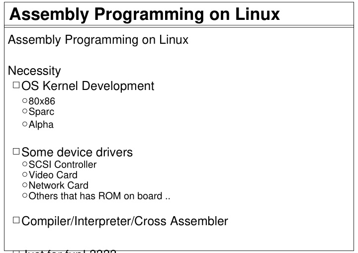 assembly programming on linux