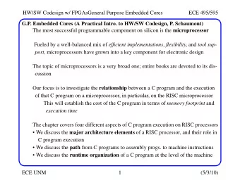 HW/SW Codesign w/ FPGAsGeneral Purpose Embedded Cores  ECE 495/595  G.P. Embedded Cores (A