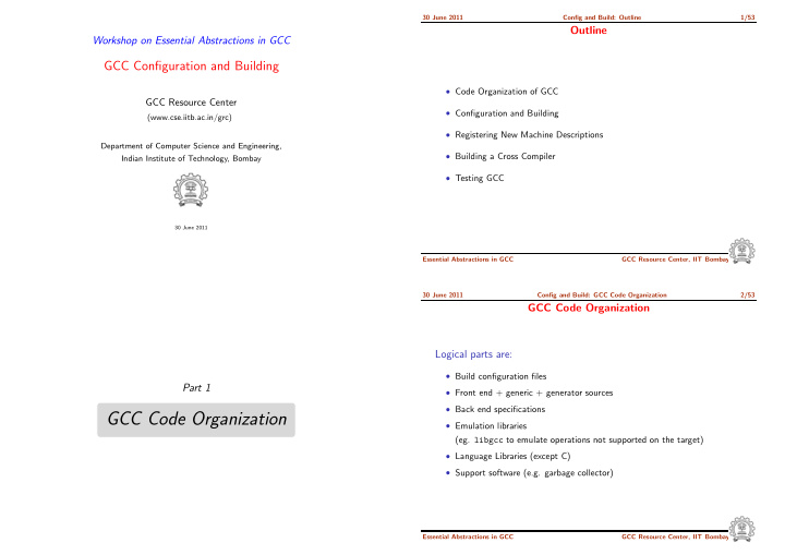 gcc code organization