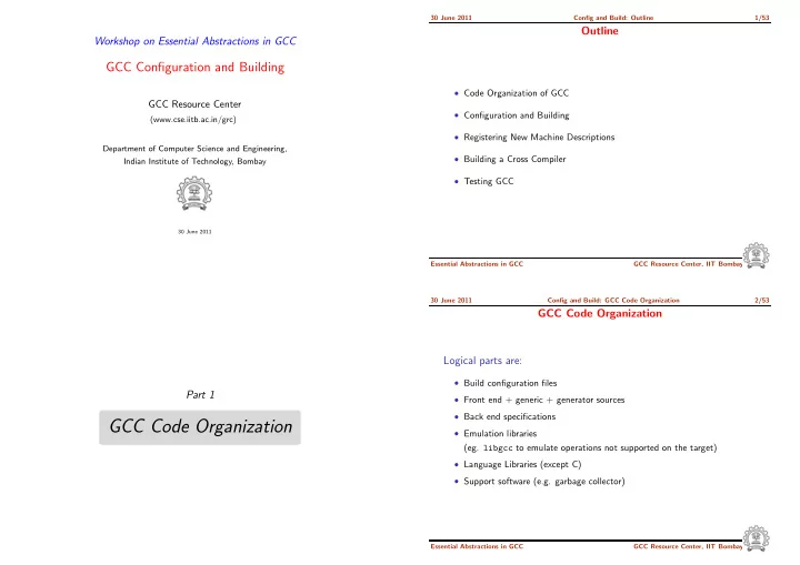 gcc code organization
