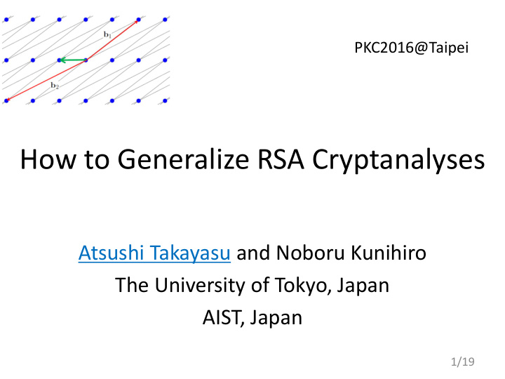 how to generalize rsa cryptanalyses