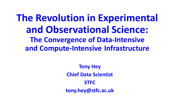 the revolution in experimental and observational science