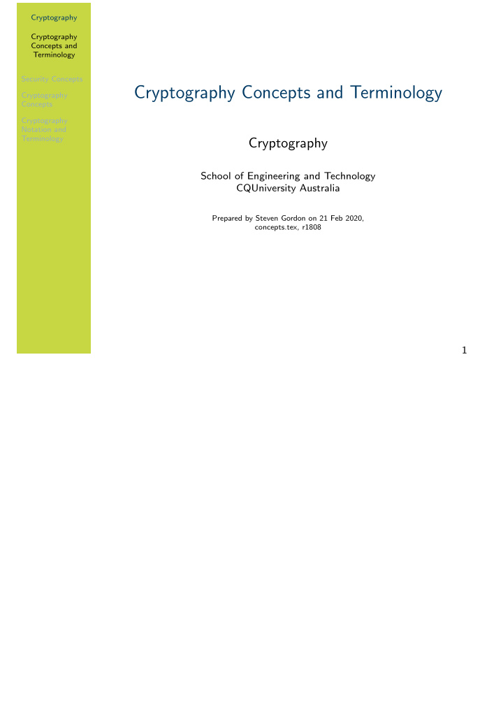 cryptography concepts and terminology
