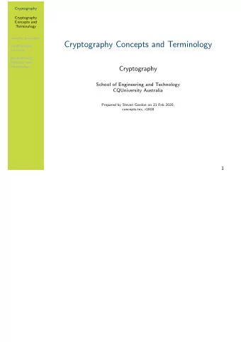 Cryptography Concepts and Terminology  Cryptography  Concepts  Cryptography  Notation and