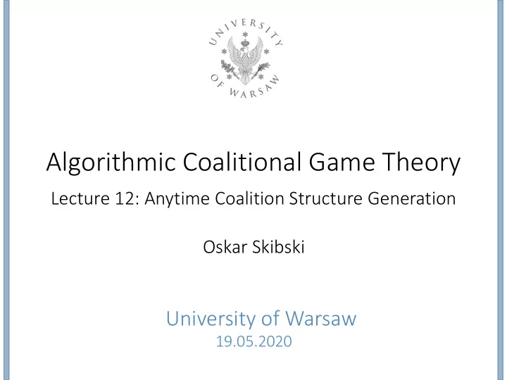 algorithmic coalitional game theory
