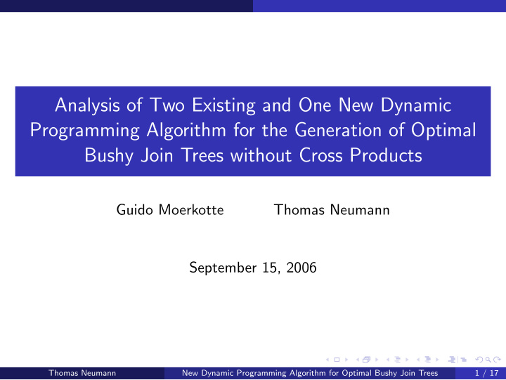 analysis of two existing and one new dynamic programming
