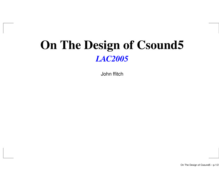 on the design of csound5