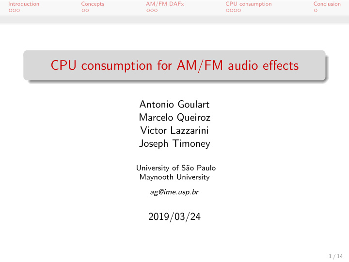 cpu consumption for am fm audio effects