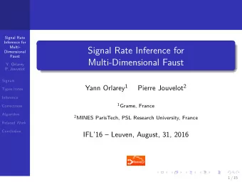 Signal Rate Inference for  Dimensional  Faust  Multi-Dimensional Faust  Y. Orlarey  P. Jouvelot