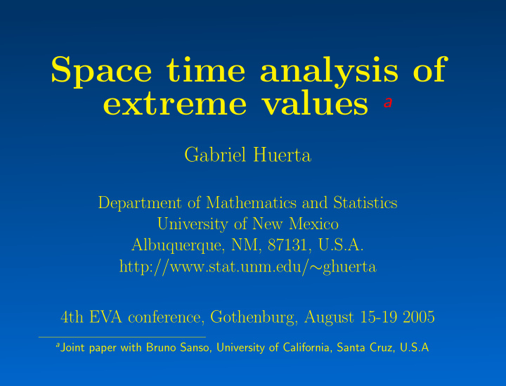 space time analysis of