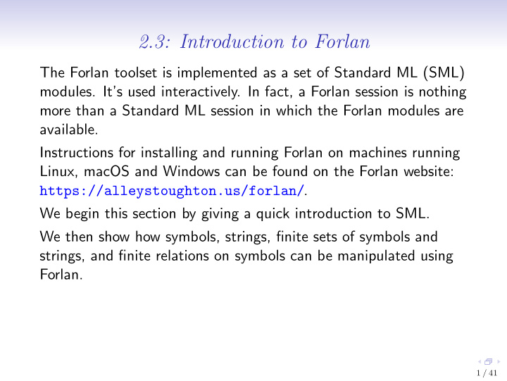 2 3 introduction to forlan