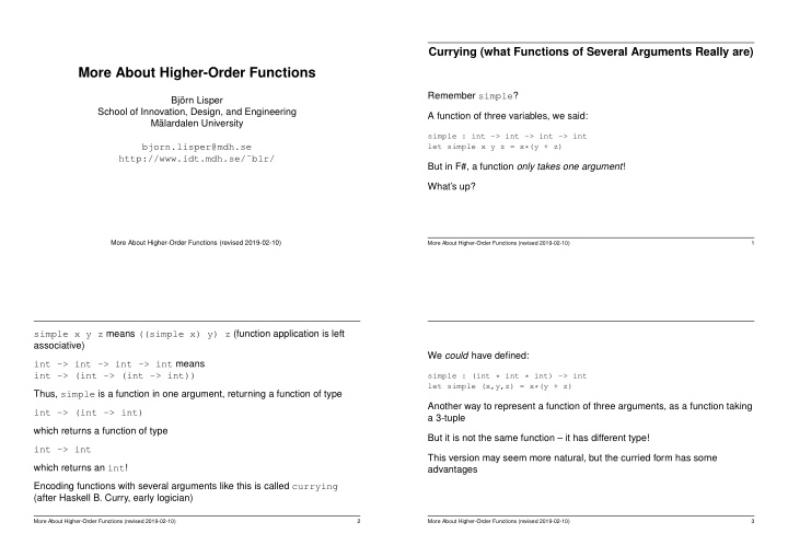 more about higher order functions