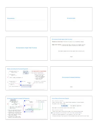 Announcements  Environments  Environments Enable Higher-Order Functions Functions are first-class: