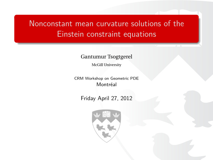 nonconstant mean curvature solutions of the einstein