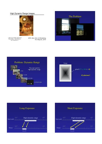 The Problem  with a lot of slides stolen from  4074: Adv. Anim. &amp; Rendering  Alexei Efros ,