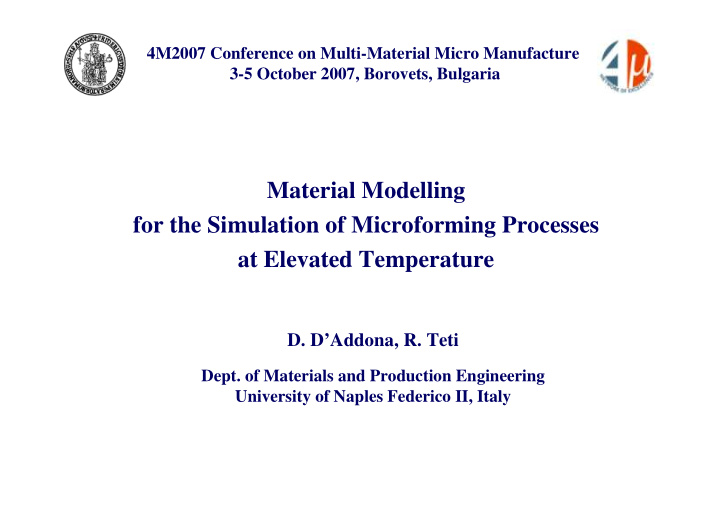 material modelling for the simulation of microforming