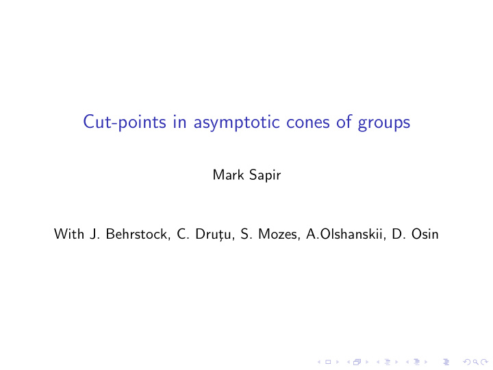 cut points in asymptotic cones of groups