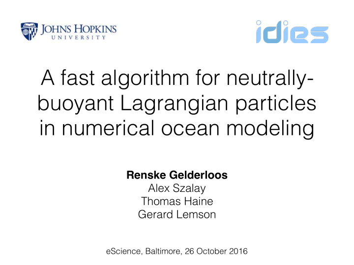 a fast algorithm for neutrally buoyant lagrangian