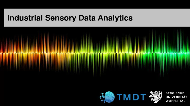 industrial sensory data analytics introduction analysis