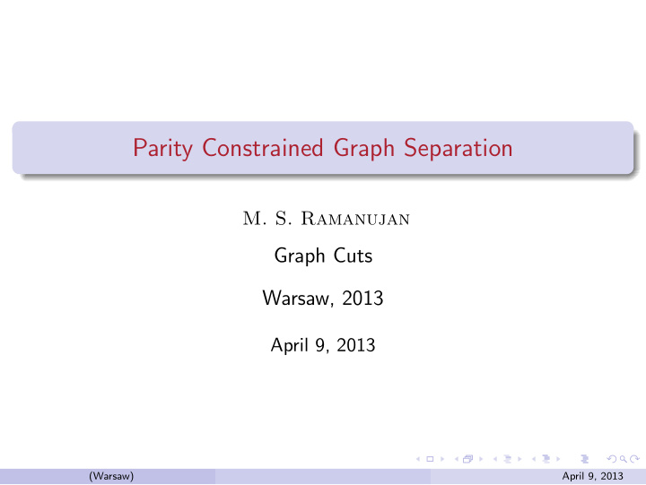 parity constrained graph separation