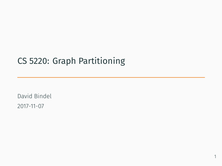 cs 5220 graph partitioning