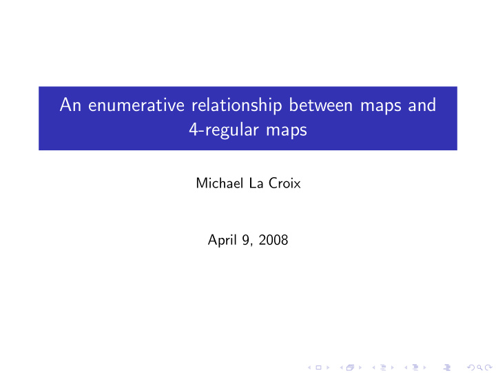 an enumerative relationship between maps and 4 regular