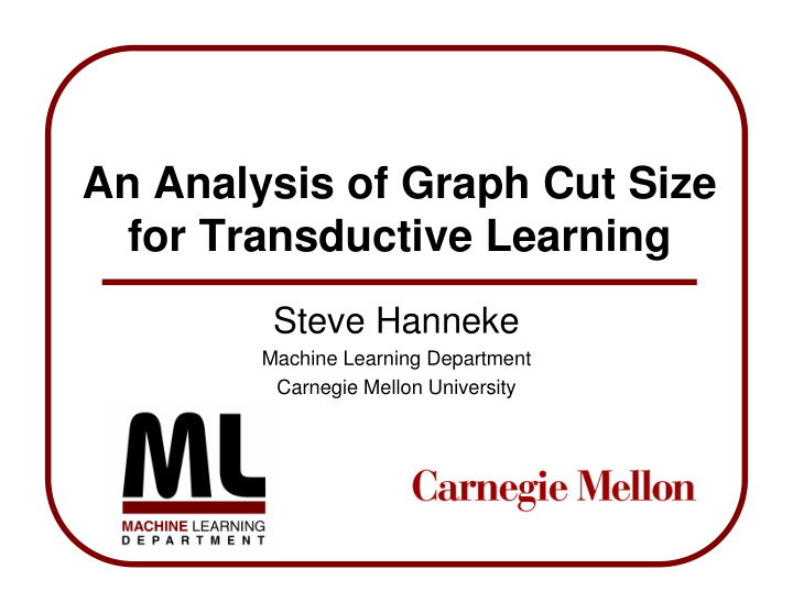 an analysis of graph cut size for transductive learning