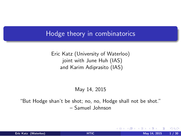 hodge theory in combinatorics
