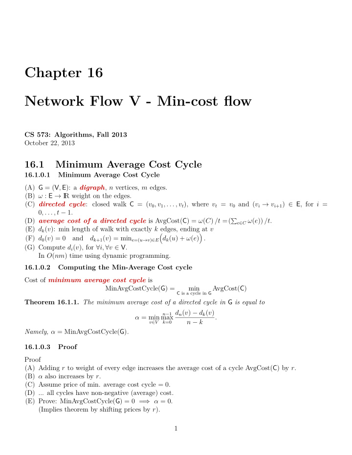chapter 16 network flow v min cost flow