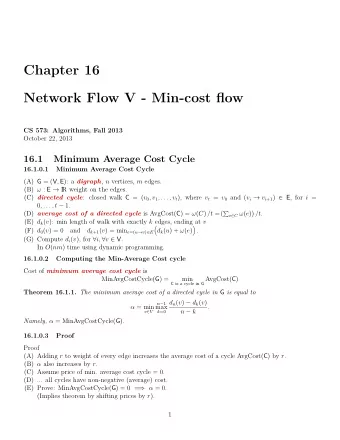 Chapter 16  Network Flow V - Min-cost flow  CS 573: Algorithms, Fall 2013  October 22, 2013  16.1