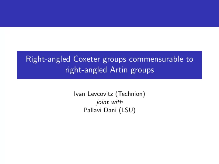 right angled coxeter groups commensurable to right angled