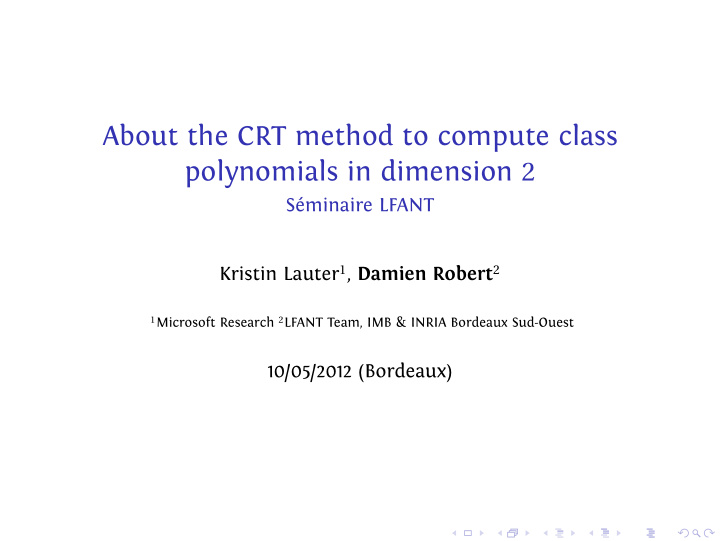 about the crt method to compute class