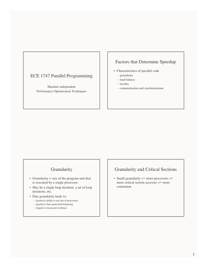 factors that determine speedup