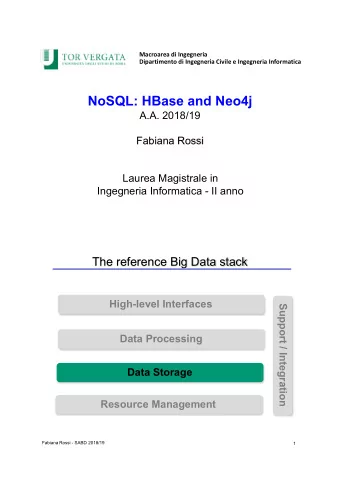 NoSQL: HBase and Neo4j  A.A. 2018/19  Fabiana Rossi  Laurea Magistrale in  Ingegneria Informatica -
