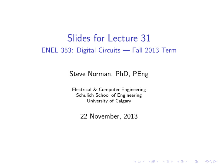 slides for lecture 31