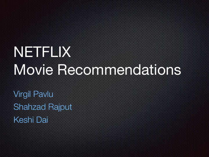 netflix movie recommendations