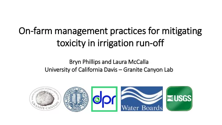 toxicity in irrigation run off