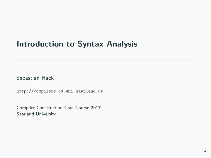 introduction to syntax analysis