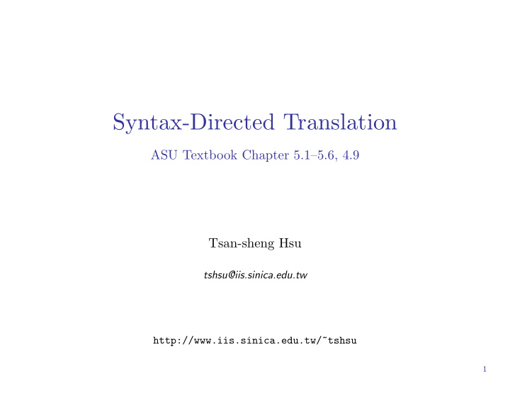 syntax directed translation