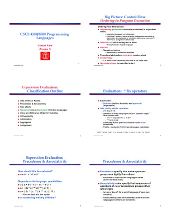 Big Picture: Control Flow  Ordering in Program Execution  Ordering/Flow Mechanisms: ! Sequencing