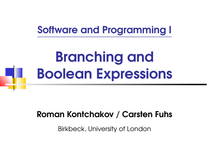 branching and boolean expressions