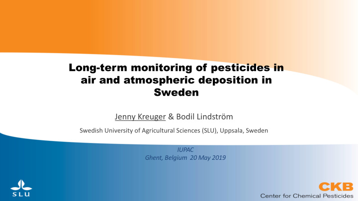long term monitoring of pesticides in air and atmospheric