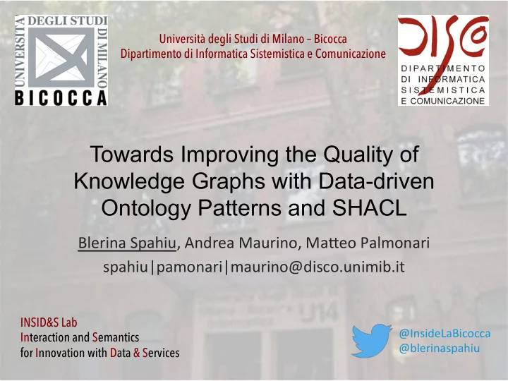 towards improving the quality of knowledge graphs with