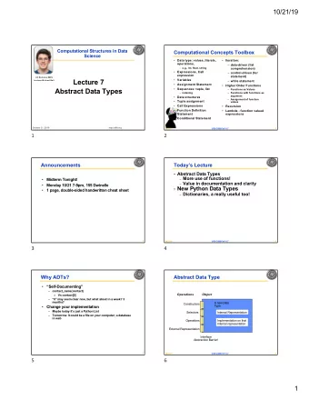 Lecture 7    Variables  Lecturer M icha el Ba ll  while statement    Assignment Statement