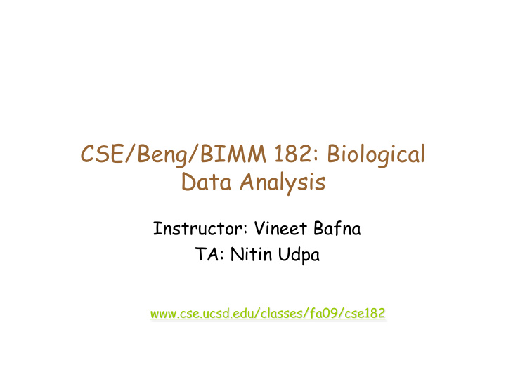 cse beng bimm 182 biological data analysis