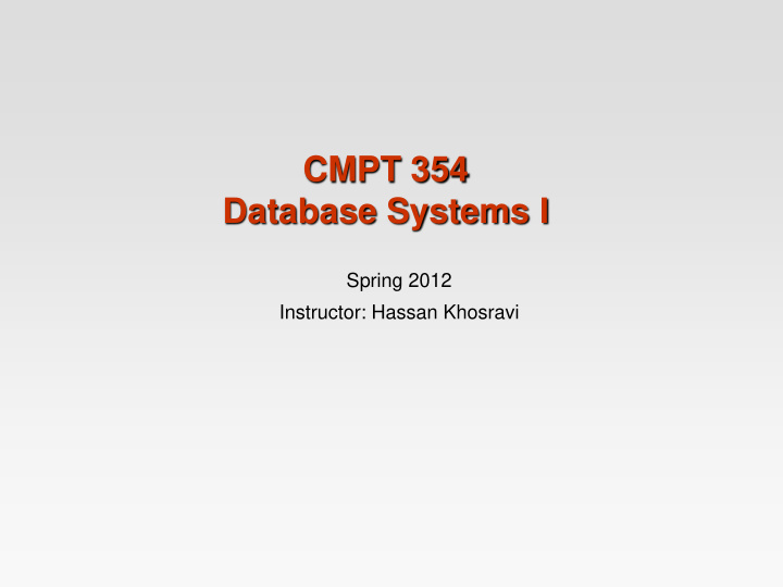 cmpt 354 database systems i