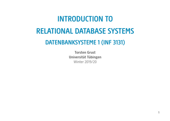 introduction to relational database systems