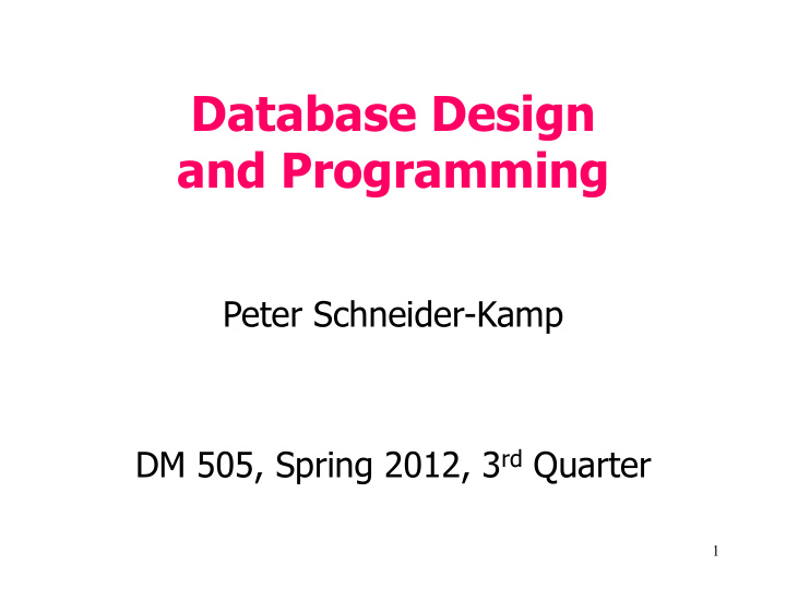 database design and programming