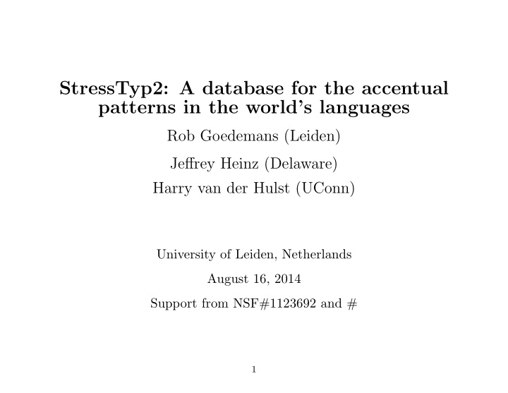 stresstyp2 a database for the accentual patterns in the
